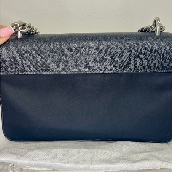 Prada Navy Leather Crossbody Bag with Silver Chain - Picture 4 of 9